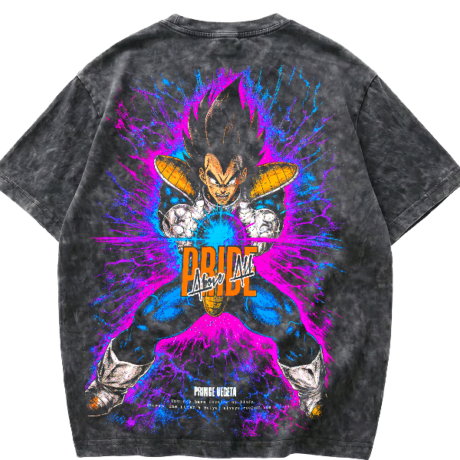 Playera Acid Wash Dragon Ball Vegeta Prince Above All Oversized