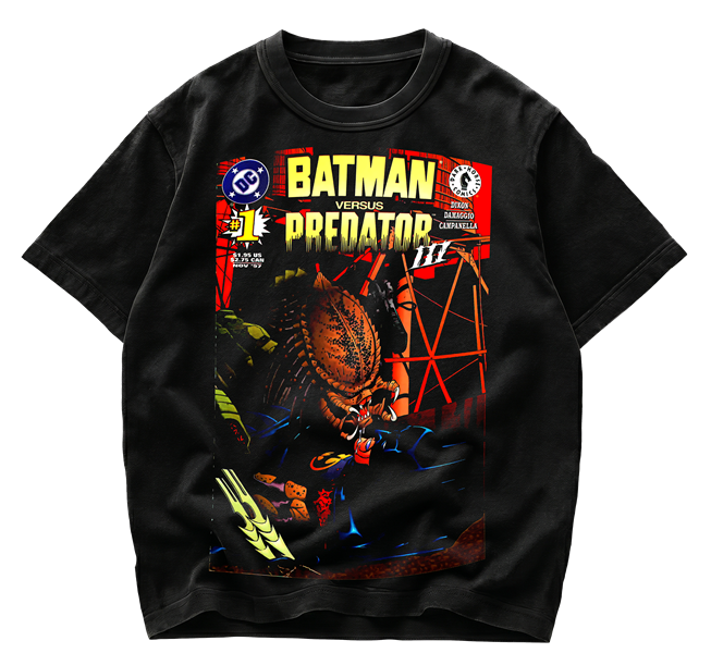 Playera Batman versus Predator III Comic Vintage Crossover