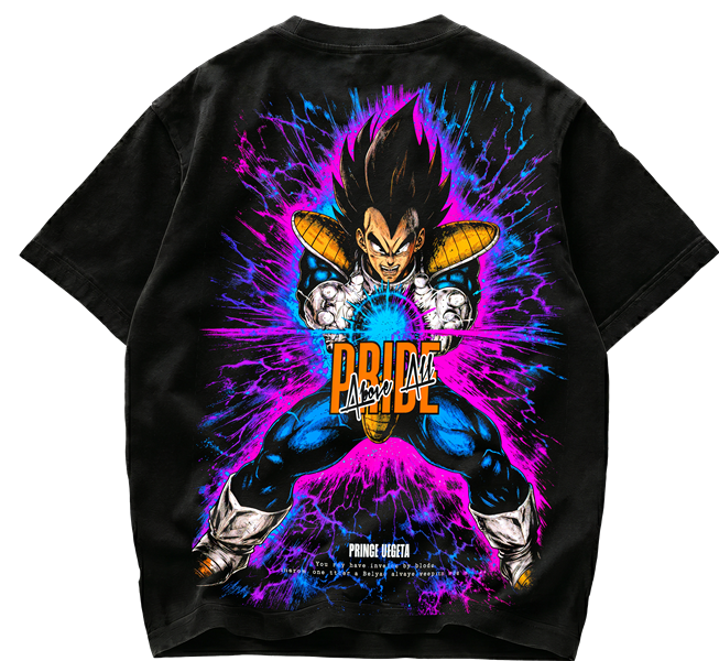 Playera Acid Wash Dragon Ball Vegeta Prince Above All Oversized - Imagen 3