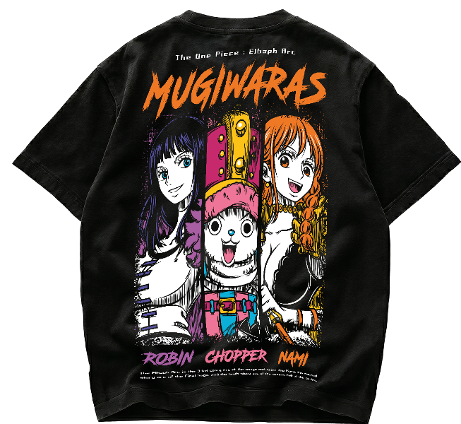 Playera One Piece Mugiwaras Elbaph Arc (Robin, Chopper y Nami)