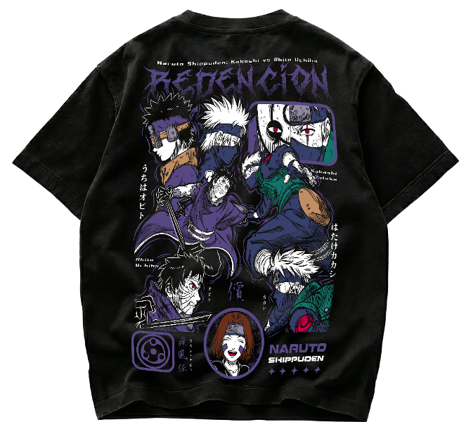 Playera Kakashi vs Obito Redención Naruto Shippuden Streetwear