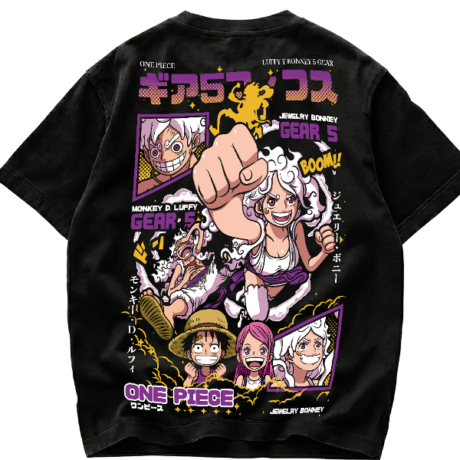 Playera One Piece Luffy & Bonney Gear 5 Egghead Streetwear Anime