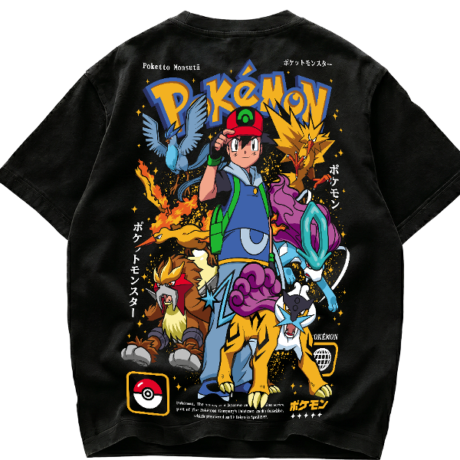 Playera Pokémon Ash Ketchum & Legendarios Kanto Johto