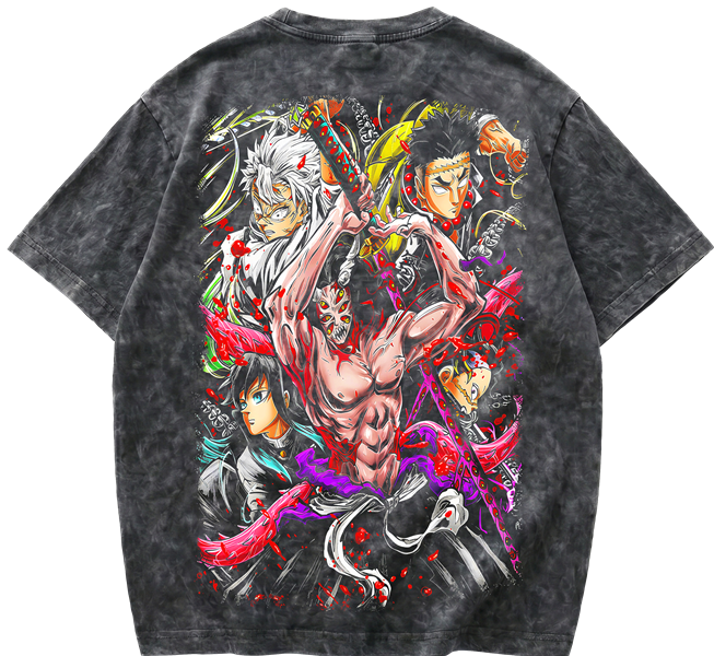 Playera Acid Wash de Pilares vs Kokushibo Demon Slayer - Imagen 2