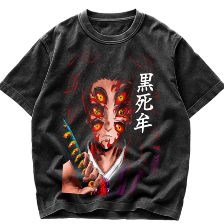 Playera Acid Wash de Pilares vs Kokushibo Demon Slayer