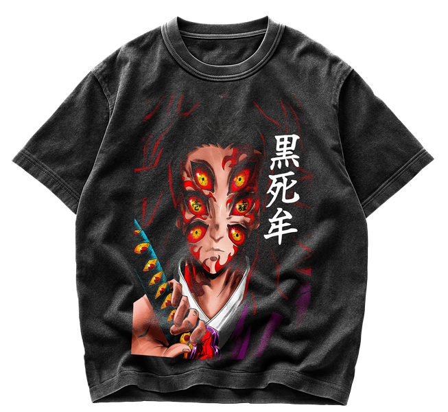 Playera Acid Wash de Pilares vs Kokushibo Demon Slayer