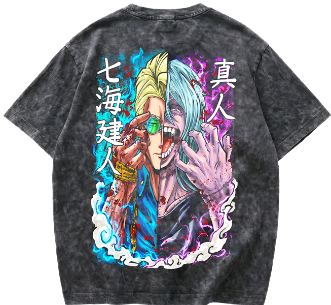 Playera Acid Wash de Nanami vs Mahito Jujutsu Kaisen